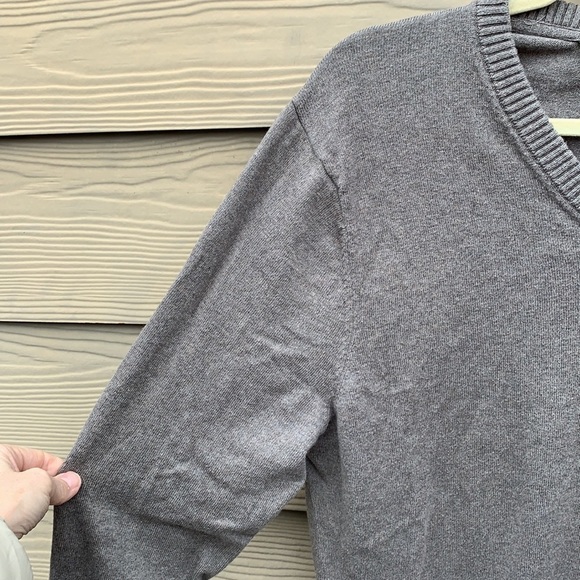 VTG Eddie Bauer V-Neck Sweater XLT Cotton Cashmere Blend Tan Pullover Relaxed - Picture 4 of 11